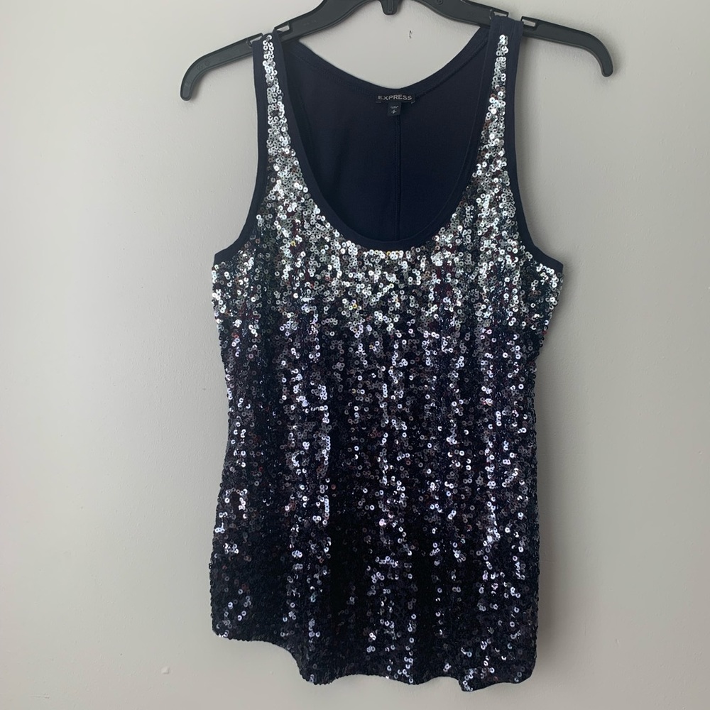 Express Blue ombré sequin Tank Top women’s size small